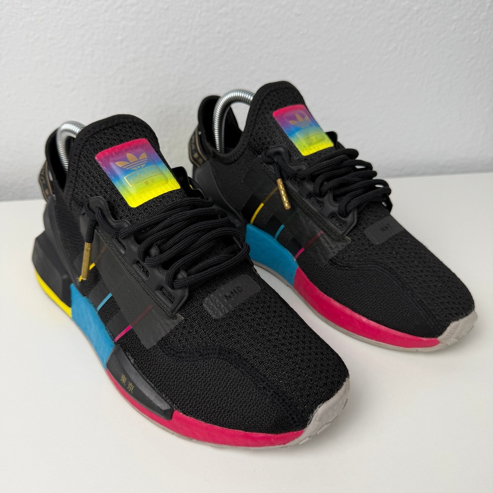 Adidas NMD R1 V2 Tokyo Nights FY1254 Youth 5.5Y Black Pink Aqua Shoes